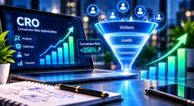 Conversion rate optimization funnel from visitors to leads and customers